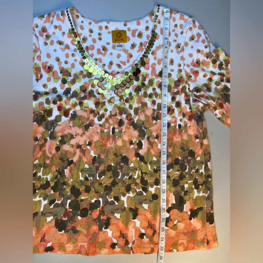 Ruby Rd Abstract Print With Coin Like Embellishme… - image 5